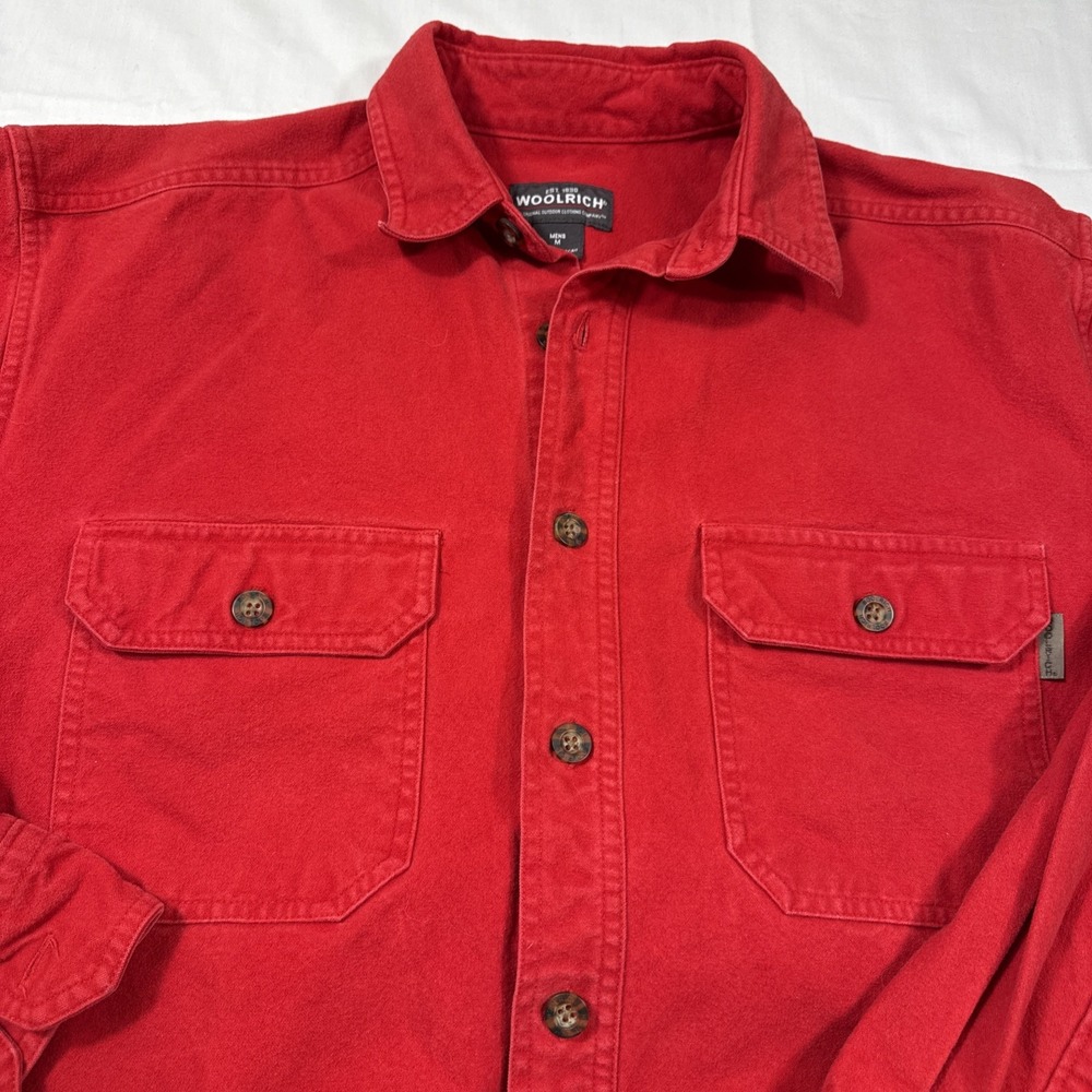 SHIRT CHAMOIS CLOTH Woolrich MEN M RED Thick Heavyweight Traditional VTG Y2K